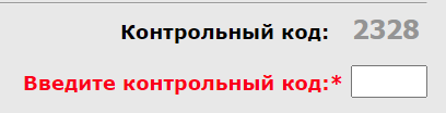 Поле ввода контрольного кода